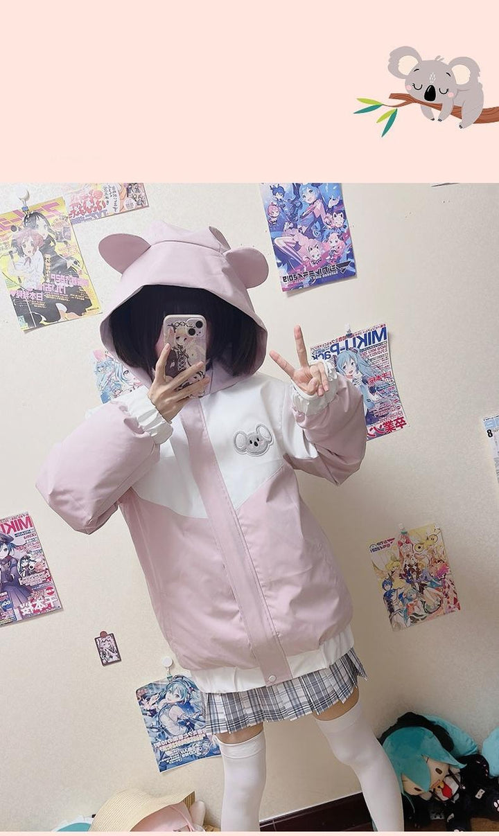 Plus Size Kawaii Coat Detachable Inner Jacket Pink Hoodie 39664:637034