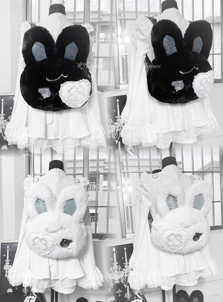 Kawaii Bag Black White Plush Crossbody Bag Rabbit Backpack 41448:698326