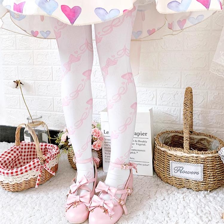 Lolita Knee Stockings Sweet Bows Pattern 22798:365662 22798:365662