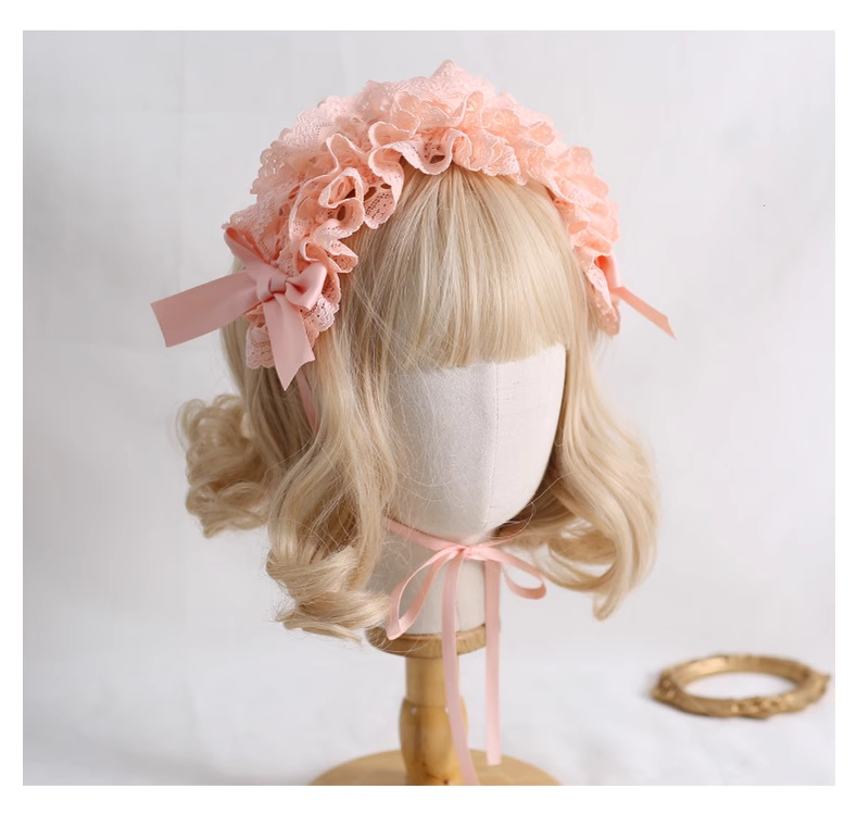 Gothic Lolita Headdress Bow Headband Lace Hairband 39648:635430