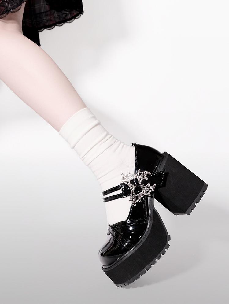 Black White Platform Shoes Mary Jane Shoes 29718:367022