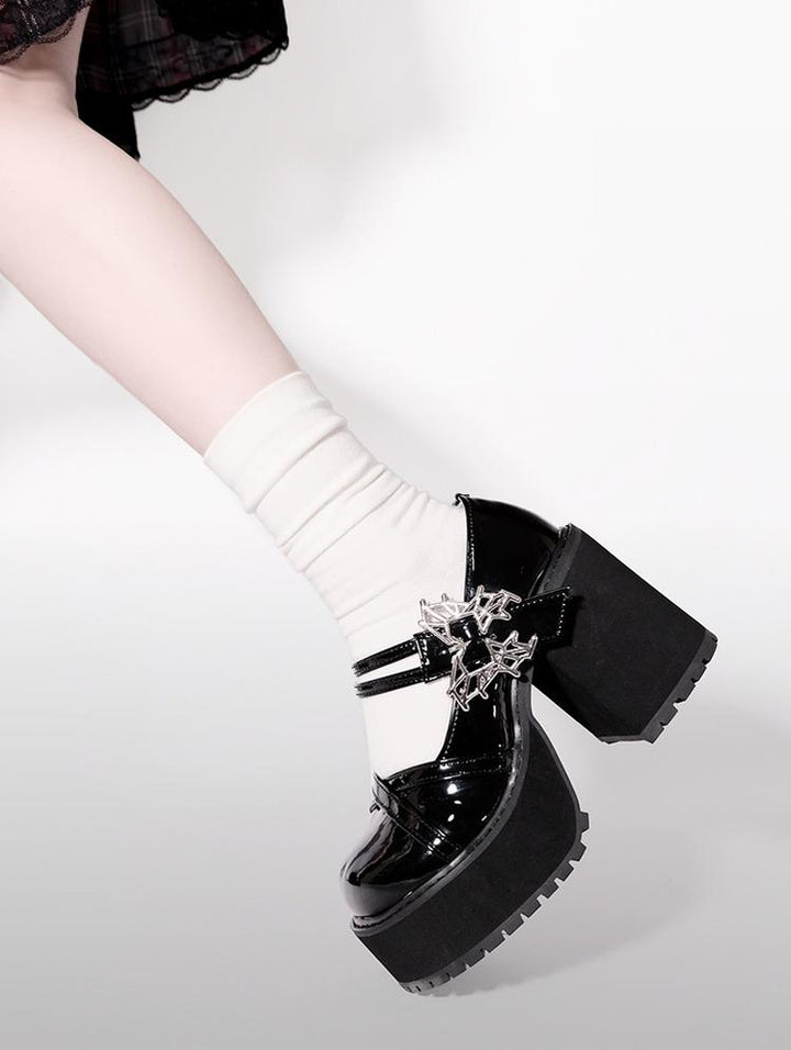 Black White Platform Shoes Mary Jane Shoes 29718:367022 29718:367022