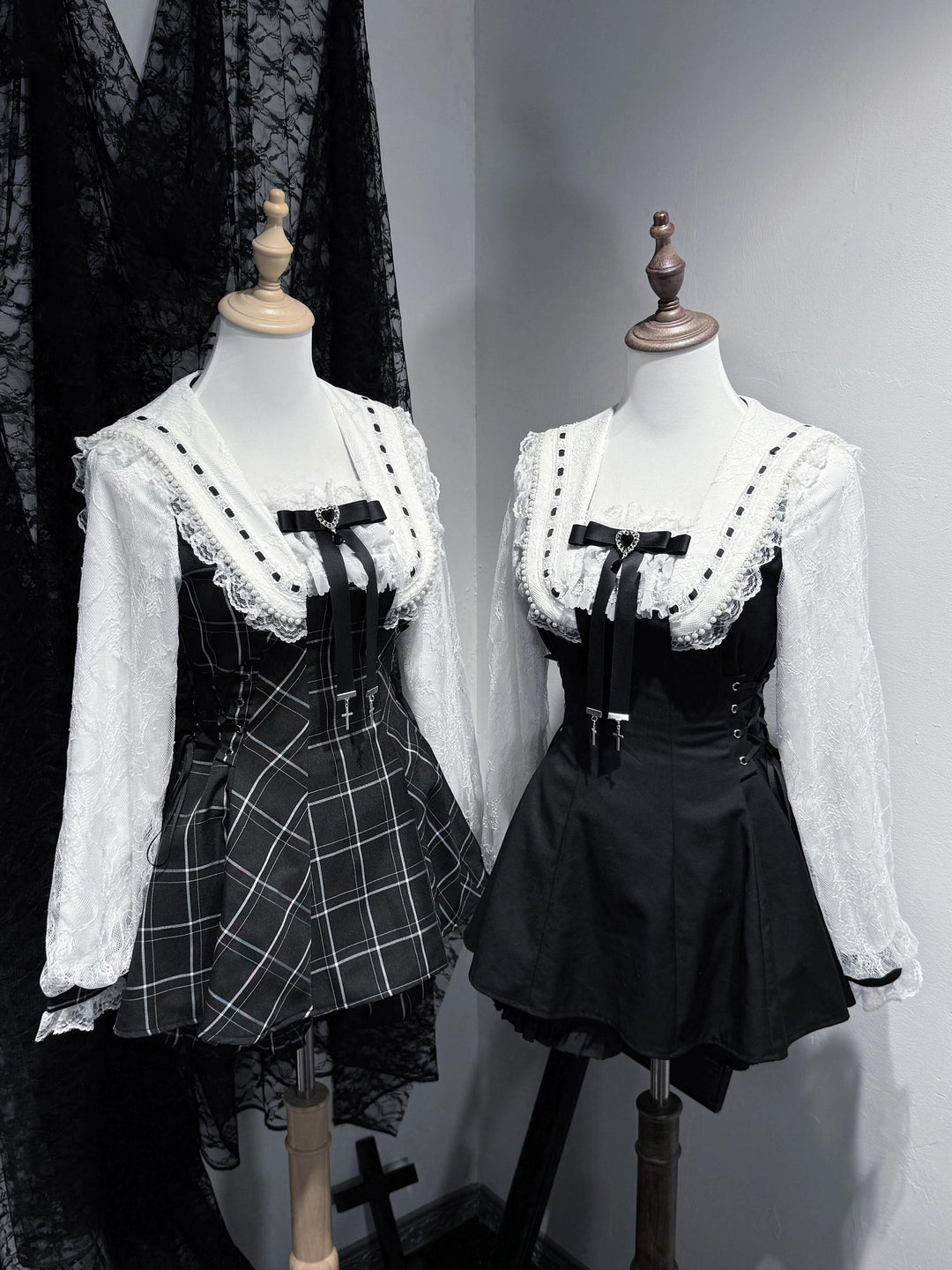 Long-Sleeved Jirai Kei Dress, Pocketed Shorts 43856:787376
