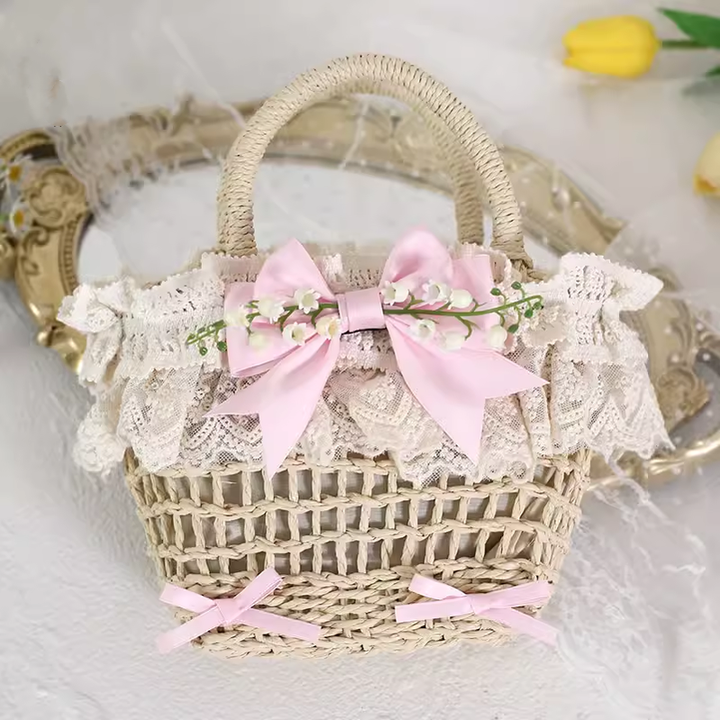 Mori Kei Bag Cottagecore Woven Bag Lolita Lace Bag 36442:523016 36442:523016