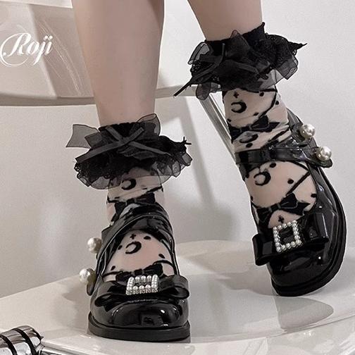 Lolita Socks Lace Black White Socks Thin Short Socks 22796:339606 22796:339606