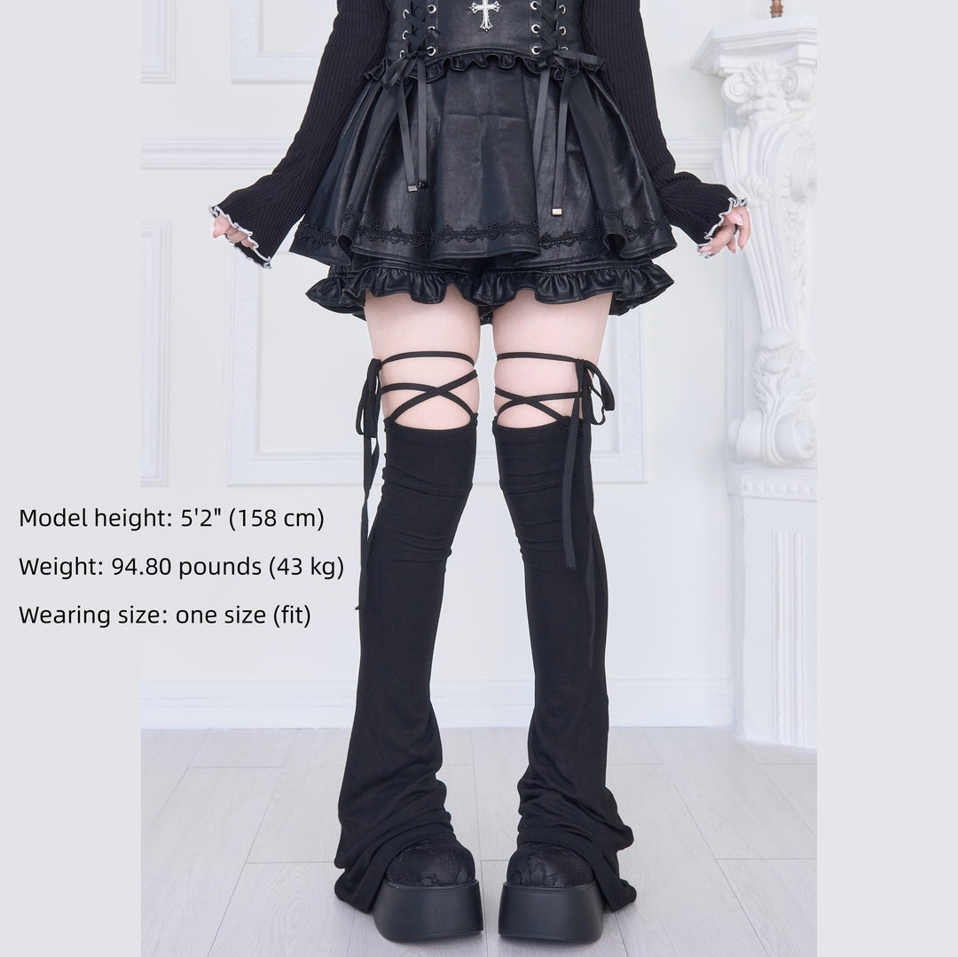 Solid Subculture Leg Warmers, Lace-Up 43808:786826