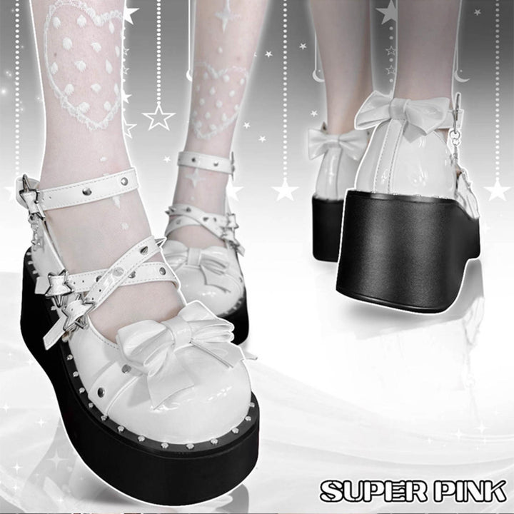 Punk Shoes Round-Toe Platform Shoes Rivet Y2K Shoes 38054:603420