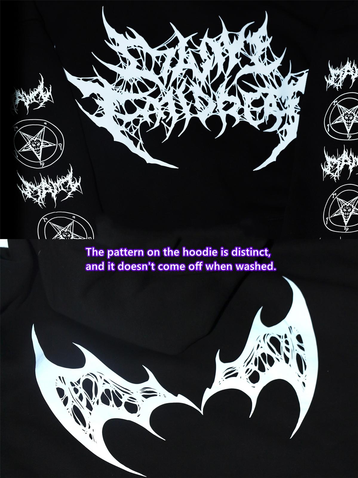 meru キルギス星人 Jirai Kei Hoodie Gothic Punk Black Fleece Sweatshirt – Honey Wardrobe