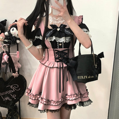 Jirai Kei Dress Salopette Cake Dress Lace Puffy Dress 35370:522202