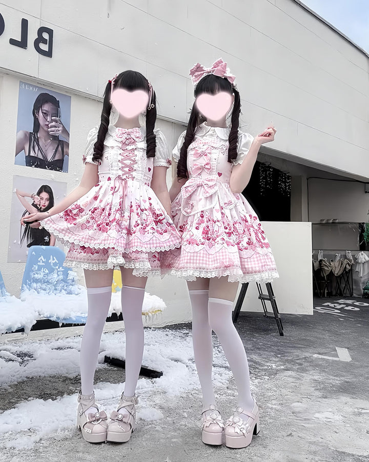 Kawaii Lolita Skirt Set, Bunny and Cherry Print 45163:838116