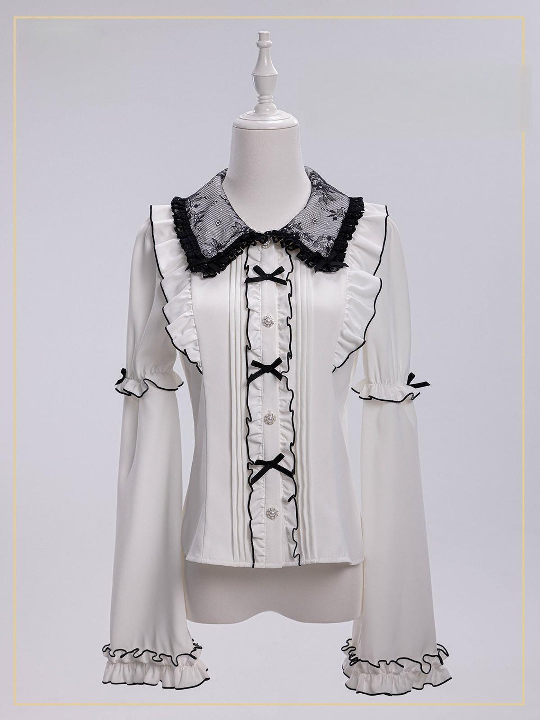 Jirai Kei Lace Collar Blouse, Detachable Sleeves 45226:842208