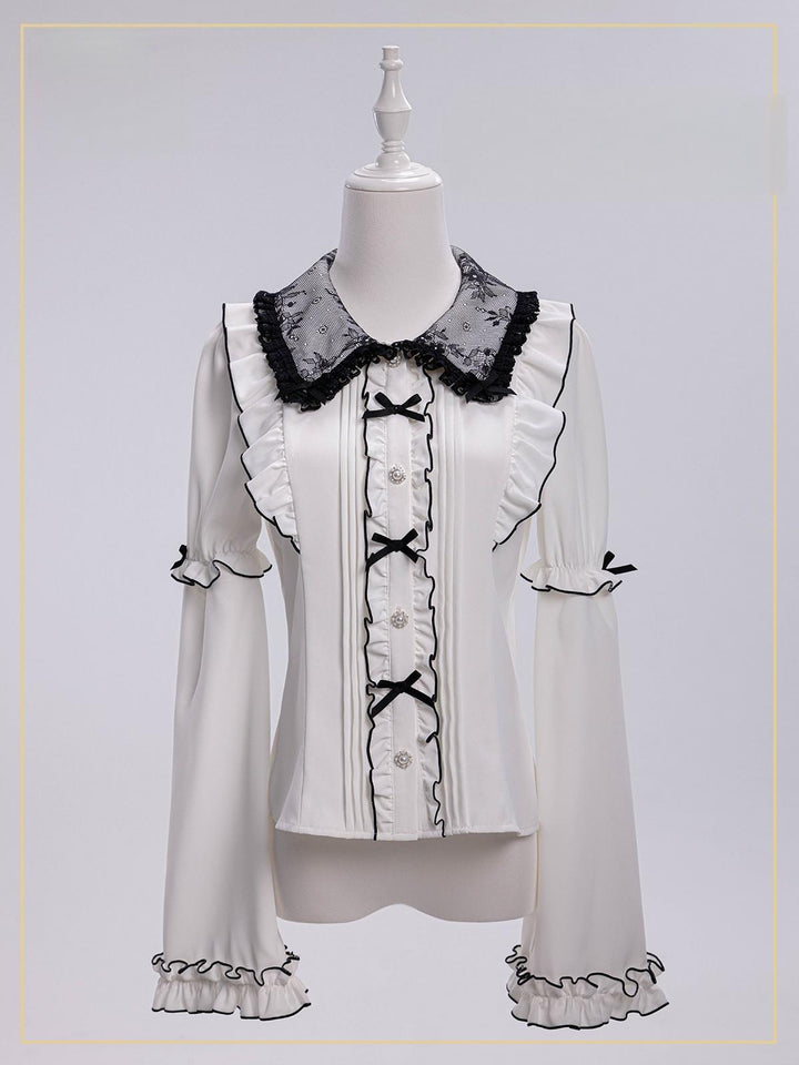 Jirai Kei Lace Collar Blouse, Detachable Sleeves 45226:842208