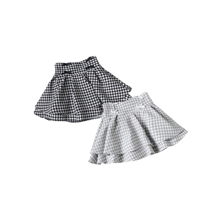 Jirai Kei Skirt Double Layer Black White Houndstooth Skirt 40020:651810