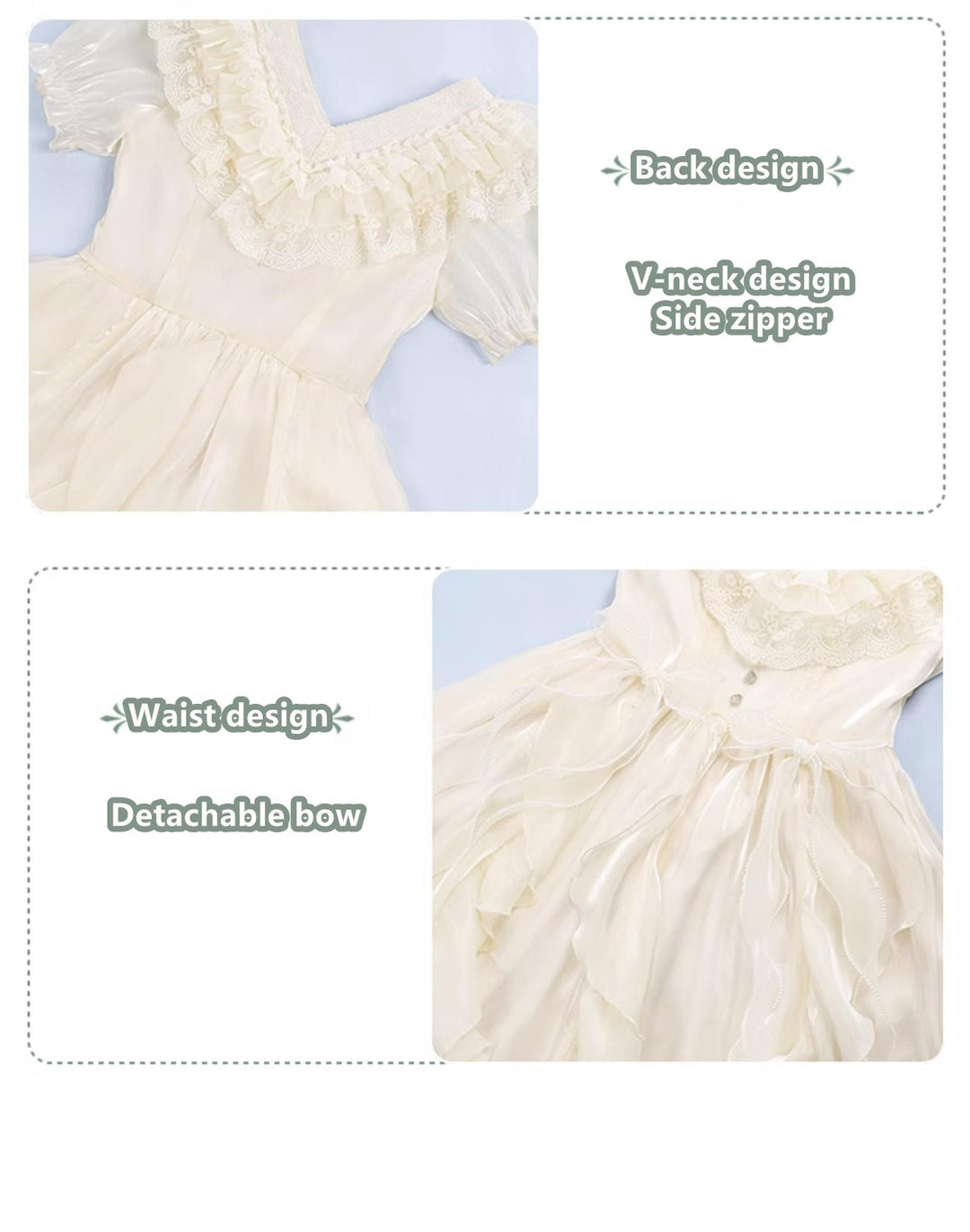 Classic Lolita Dress V-neck Lace Short Sleeve Daily Lolita Dress 37254:558000