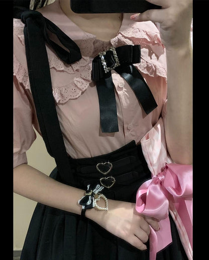 Jirai Kei Overall Dress Salopette Heart Buckle Suspender Skirt 35386:526820