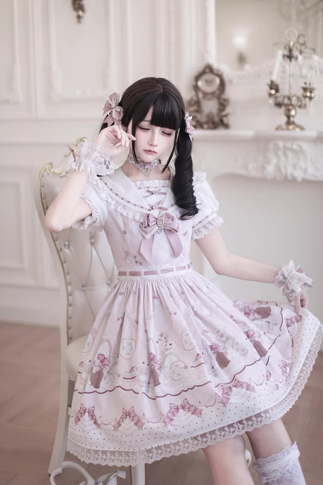 Ryousangata Dress Set, Bunny and Strawberry Dessert Prints (2XL 3XL L M S XL) 44783:836679