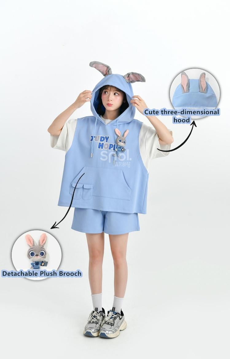 Cottagecore Hooded Kawaii Style Fake Two-pieces Sportswear Set 35890:546266 35890:546266