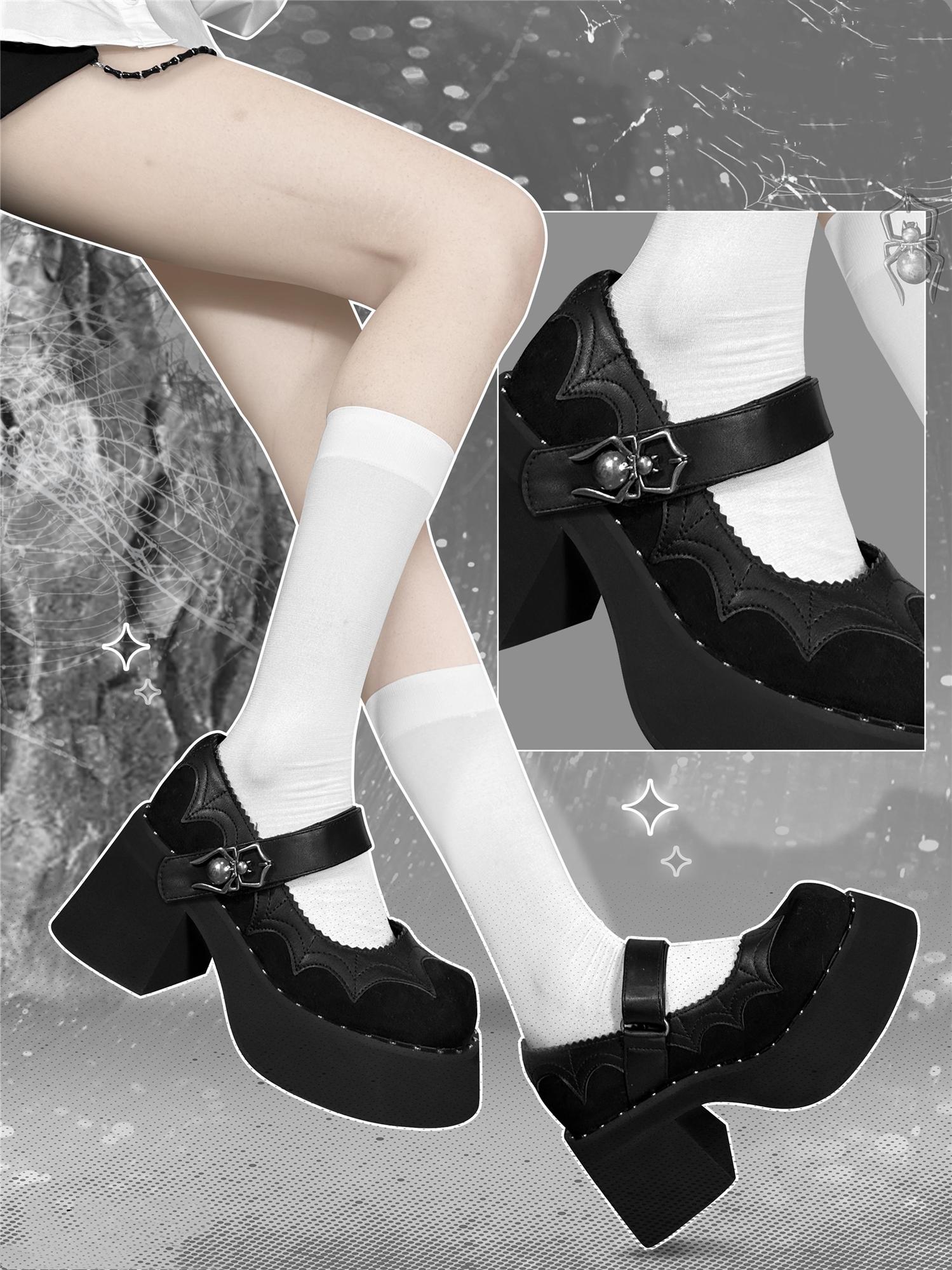 Gothic Shoes Black High Heel Thick-soled Shoes 34396:469002