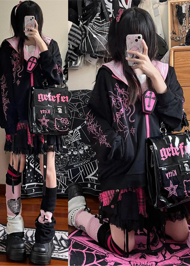 Jirai Kei Coat Gyaru Fashion Oversized Hoodie 34488:483832