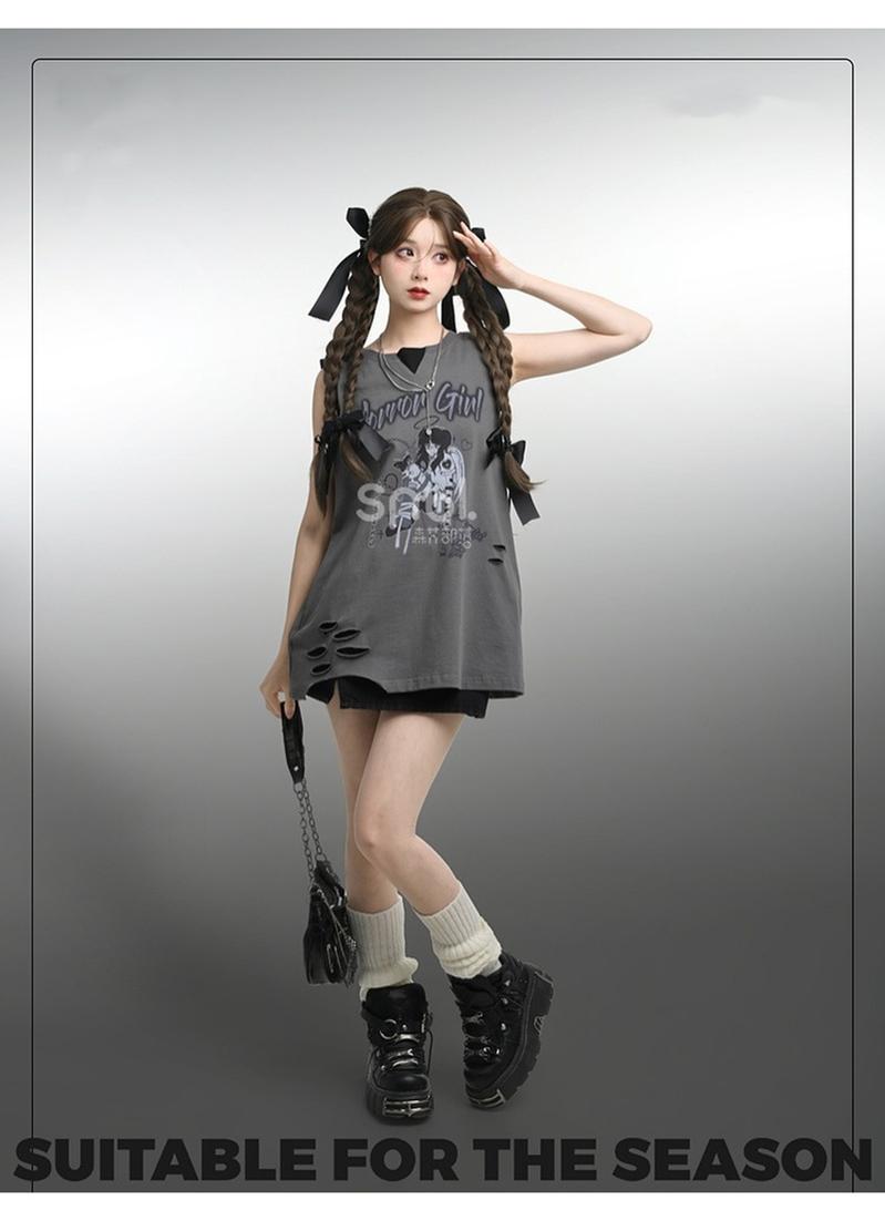 Y2K T-shirt Anime Print Spicy Girl Tank Top Cotton 35904:560146