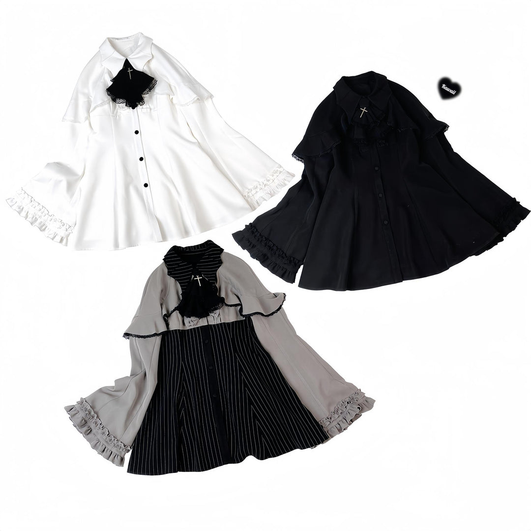 Jirai Kei Dress Princess Sleeve Two-piece Shirt Dress Shorts Set 40012:666798