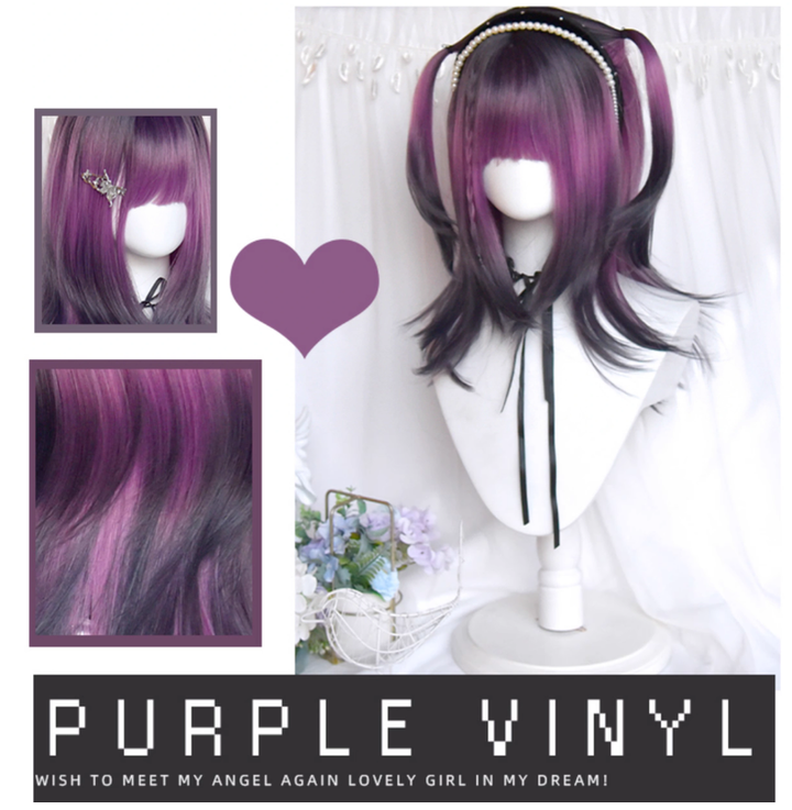 Y2K Gradient Purple Wig Mid-length Straight Wig 38886:605988