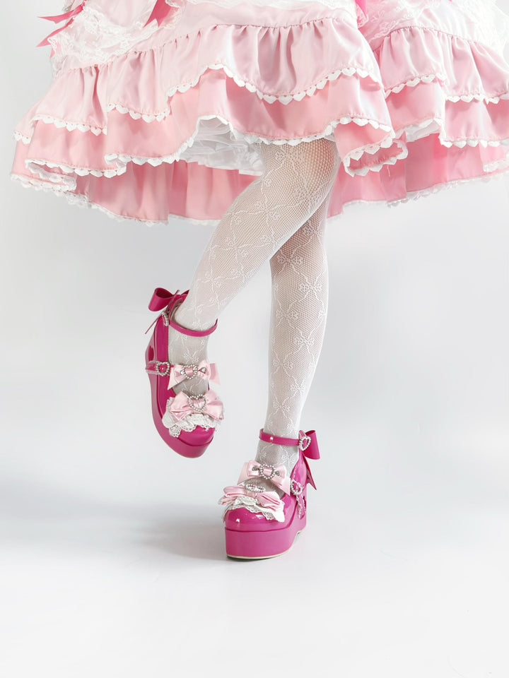 Old School Lolita High Platform Shoes, Heart Hollow Heel 44559:813945