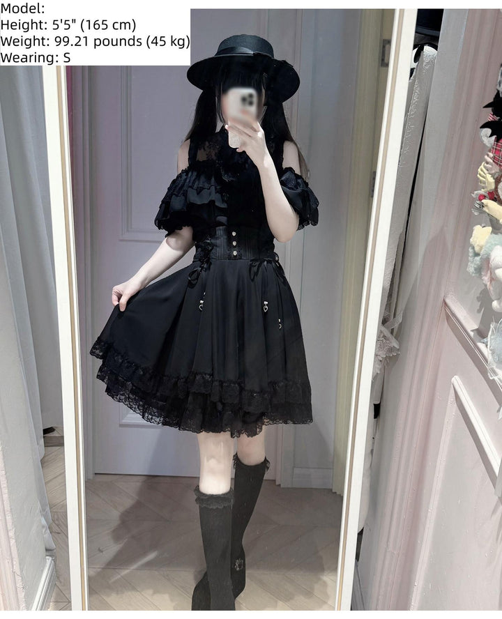 Summer Jirai Kei Outfit, Chest Lace Flounce Hem 45699:858976