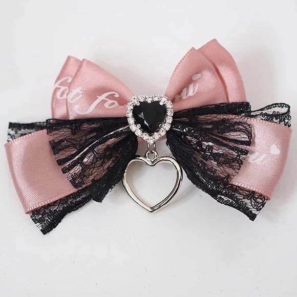 Jirai Kei Lolita Hair Clips Letter Bow Accessories Bang Clips 22516:332236