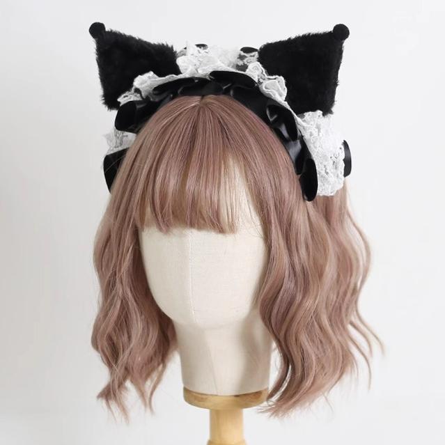 Jirai Kei Kawaii Hairband Lolita Bow Black Animal's Ear Girl Hairband 28938:363216 28938:363216