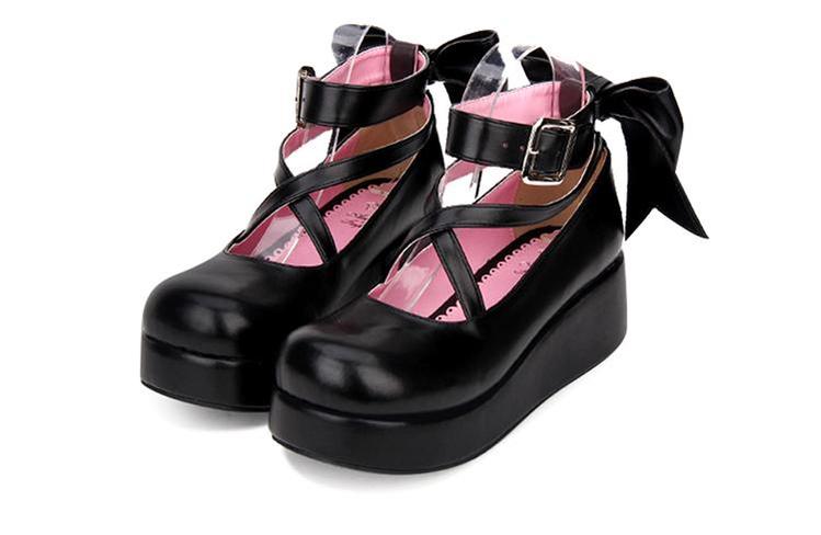 Lolita Platform Shoes Big Bow Round Toe Shoes Multicolor 31644:370610 31644:370610