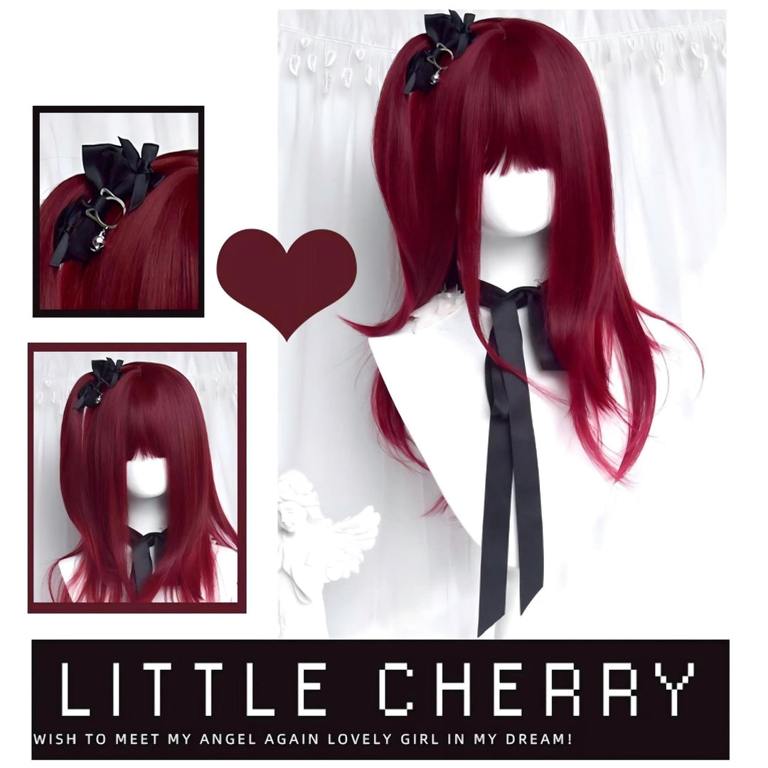 Jirai Kei Wig Gyaru Cherry Red Wig Layered Mid-length Wig 42182:731485