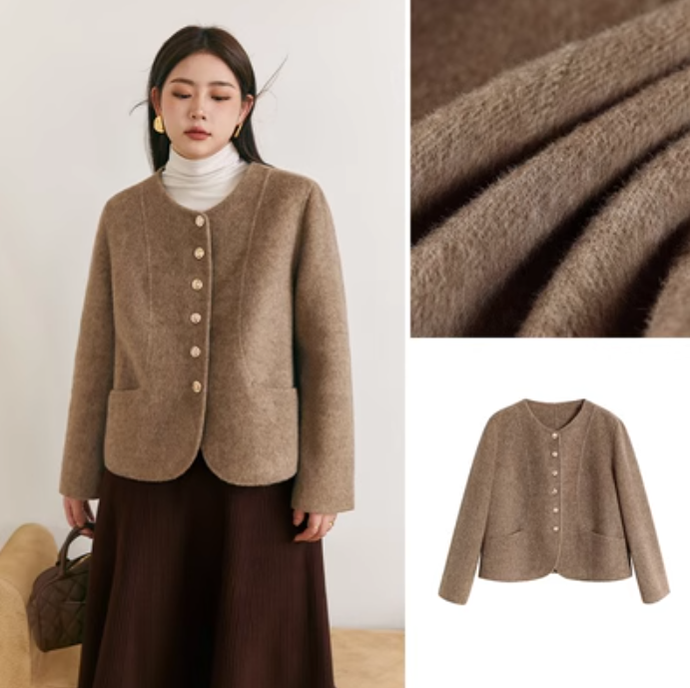 Plus Size Winter Coat Double-Faced Wool Tweed Jacket 4Colors – Honey ...