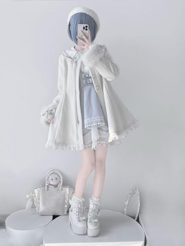 Jirai Kei Coat Wool Blend Coat Bunny Ear Hood Jacket 41328:690792