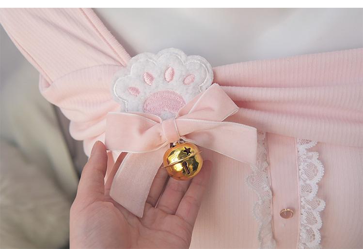 Kawaii Outfit Set Sweetheart Cat Pink Top Bow Skirt Set 41304:695332