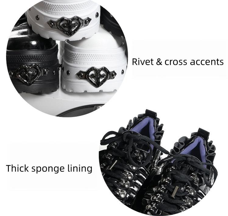Punk Platform Shoes, Cross Accent & Detachable Heel Chains 45950:872334