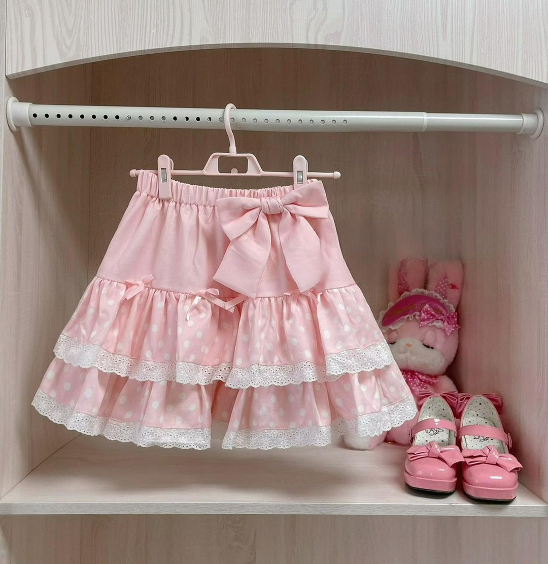 Kawaii Skirt Polka Dot Mini Sweet Cake A-Line Skirt 37286:555978 37286:555978