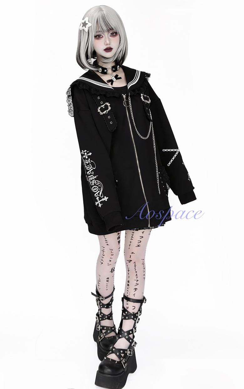 Subculture Sailor Collar Jacket, Chain Accents 43824:787398