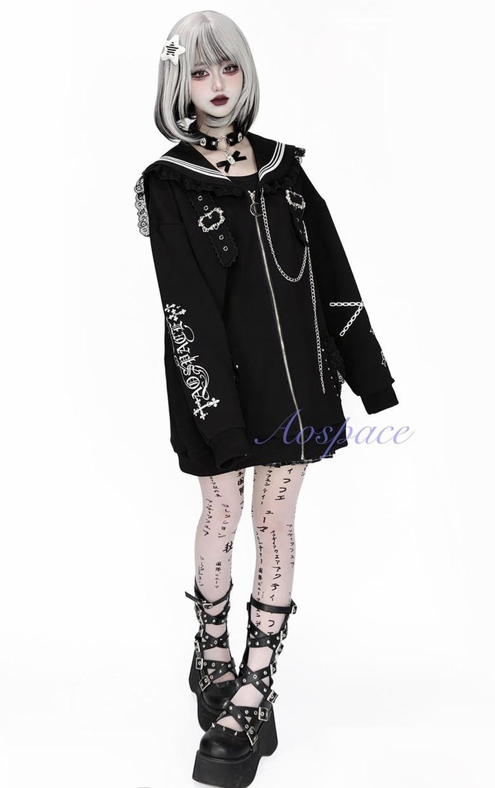 Subculture Sailor Collar Jacket, Chain Accents 43824:787398