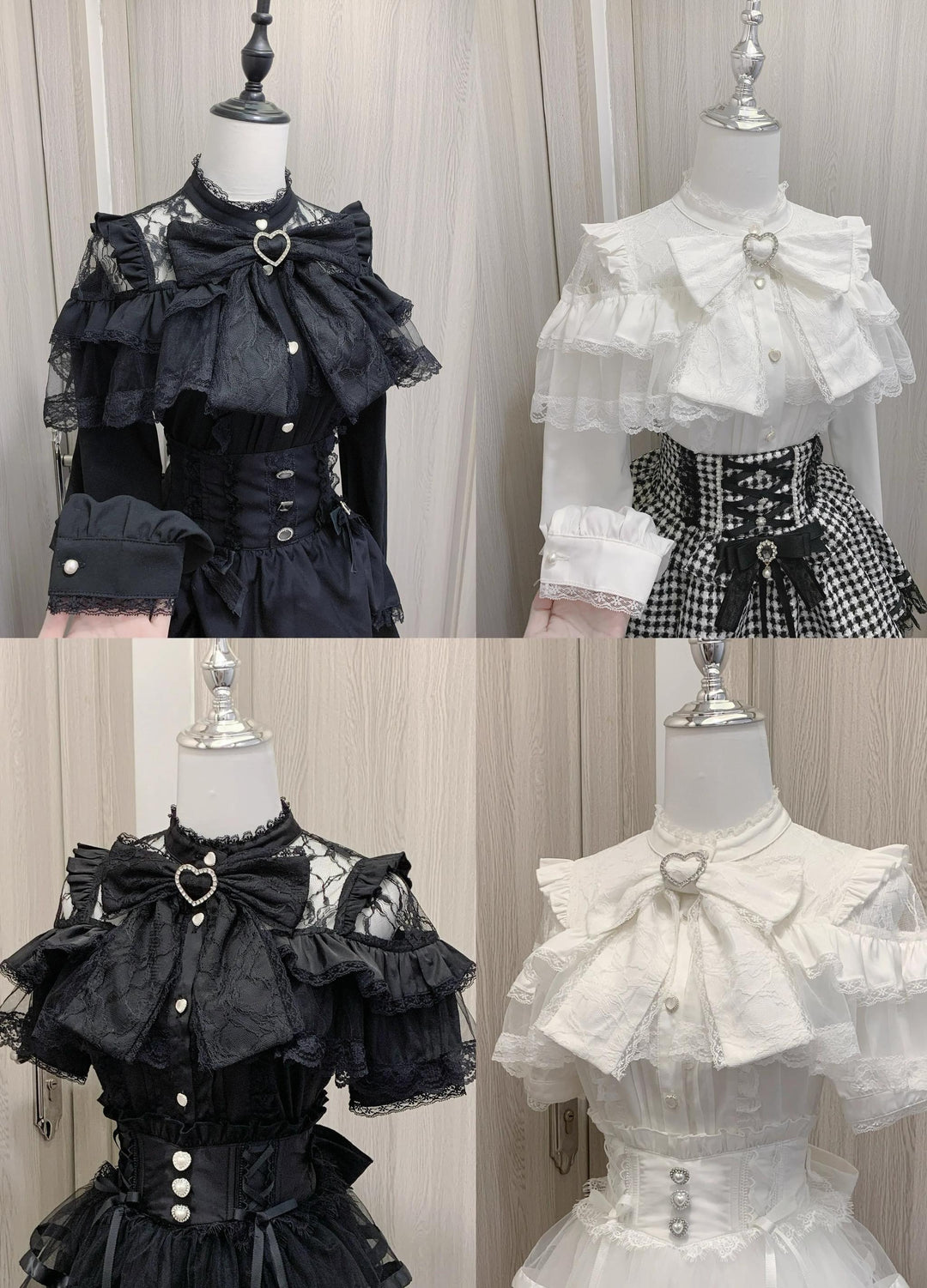 Jirai Kei Blouse Ruffle Lace Ribbon Shirt 38554:718780