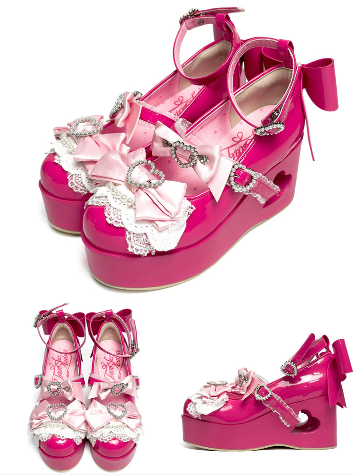 Old School Lolita High Platform Shoes, Heart Hollow Heel 44559:813904