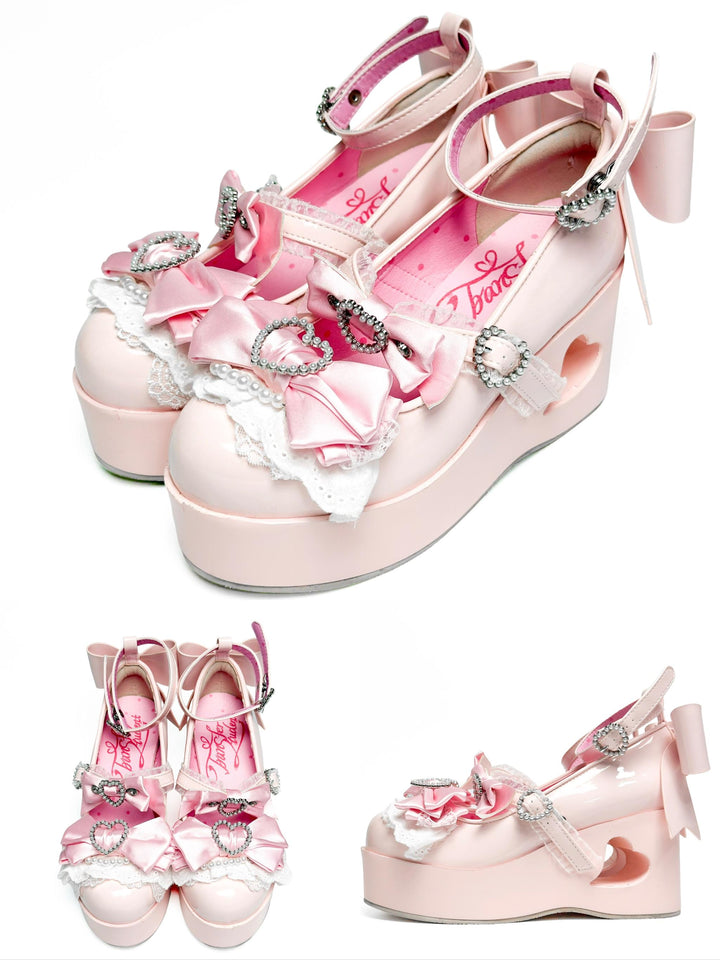 Old School Lolita High Platform Shoes, Heart Hollow Heel 44559:813902