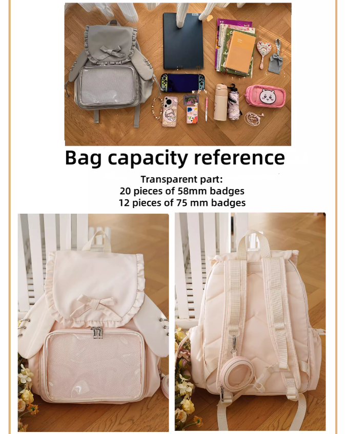 Kawaii Itabag Dual-Shoulder Backpack Bunny Ear Bag 40110:670650