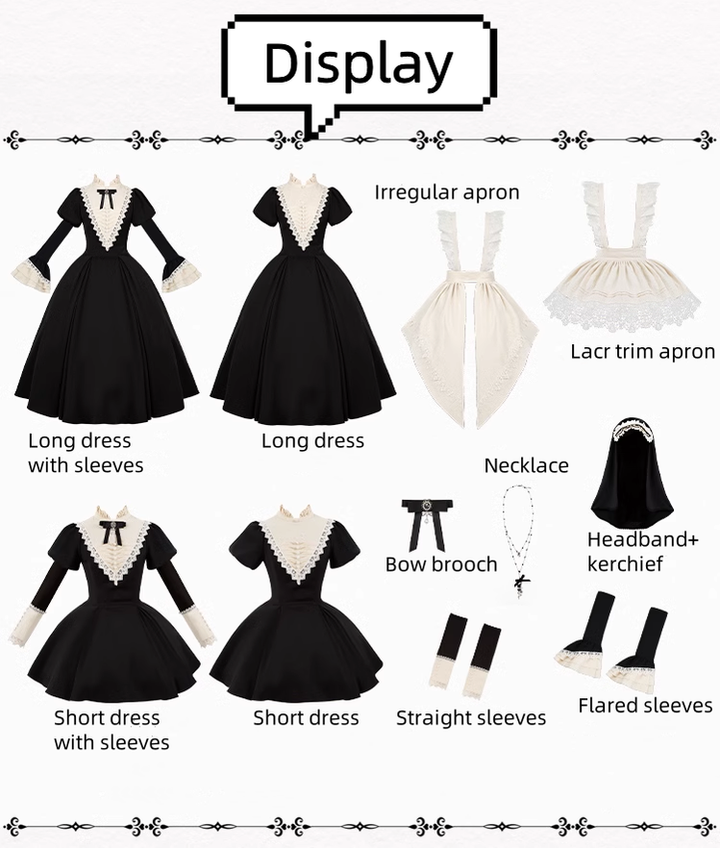 Gothic Dress Set Nun Black Short And Long OP Dress 39468:637682