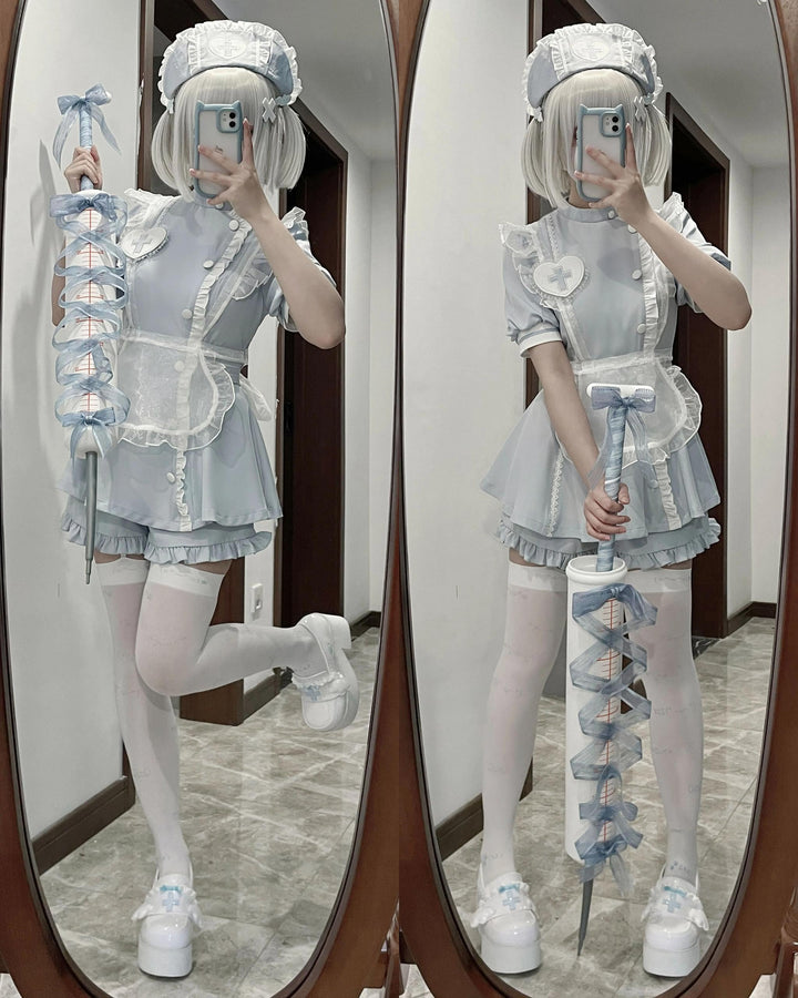 Tenshi Kaiwai Dress Set Nurse Medical Series Outfit Sets (In-stock / 2XL L M S XL) 37460:560300