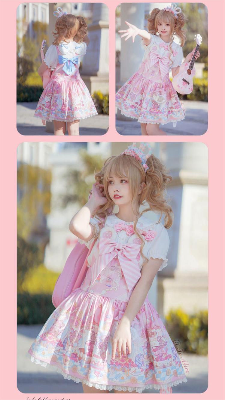 Fairy Kei Pink/ Blue Purple Yellow Coffee Lolita Dress 31732:365896 31732:365896