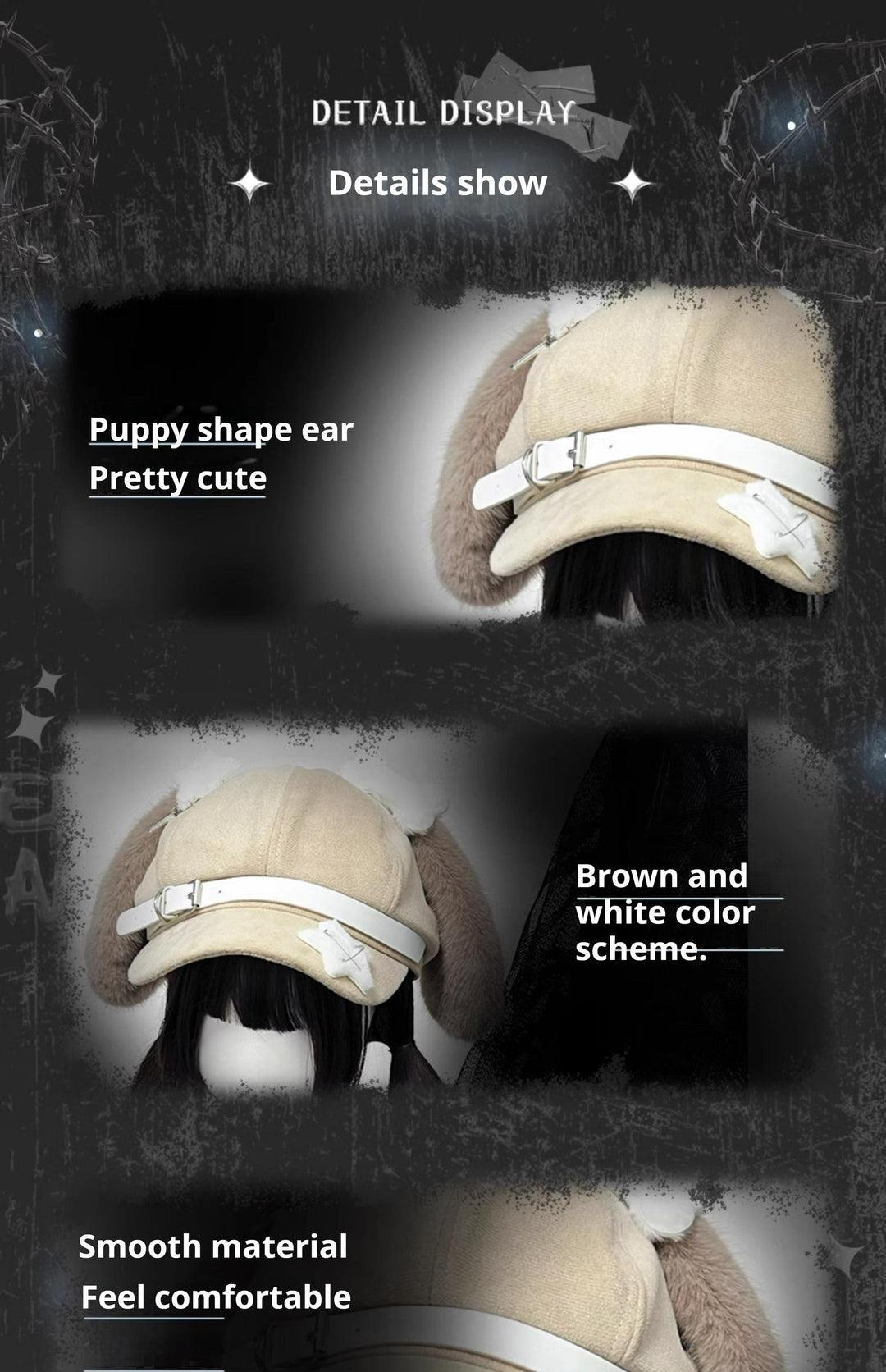 Kawaii Hat Brown Puppy Ear Hat Subculture Beret 40312:660094