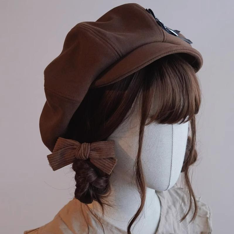 Japanese Beret Handmade Brown Coffee Leather Buckle Beret 28942:370312 28942:370312