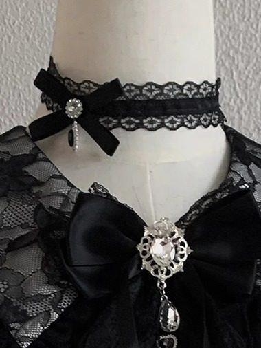 Jirai Kei Long Sleeve Blouse, Lace Open-Shoulder (M) / L M S XL) 44588:815120