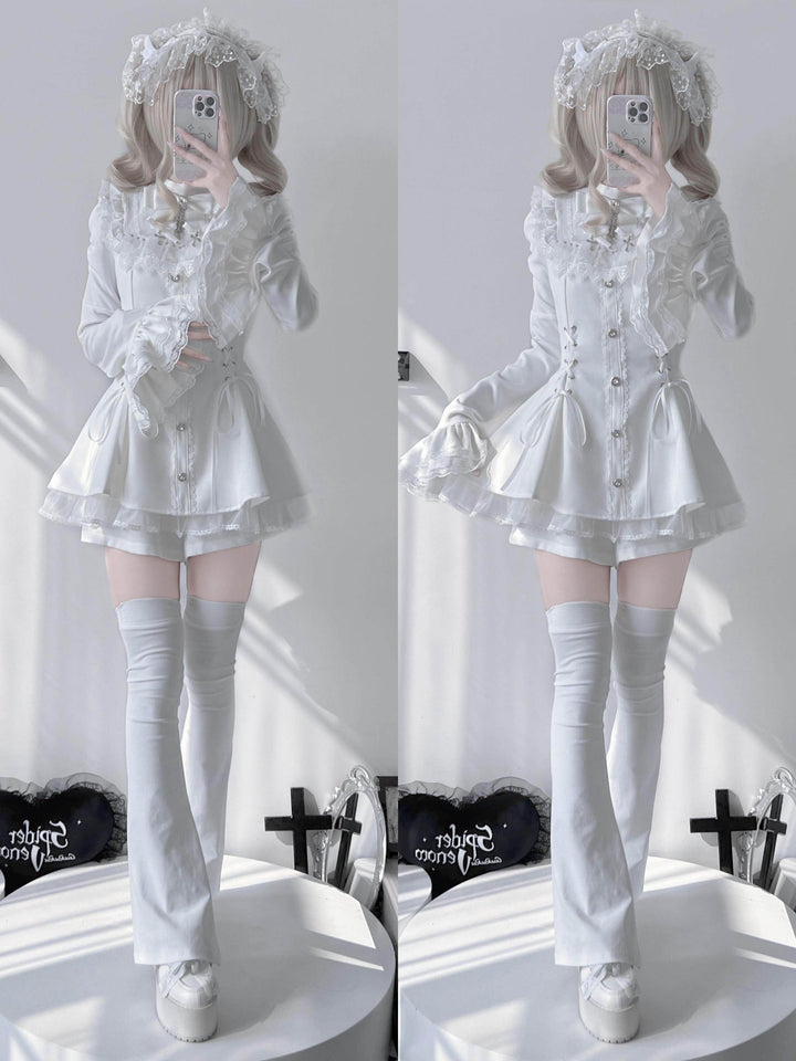 Jirai Kei Flared Sleeve Dress Set, Cross Accents 44369:807269